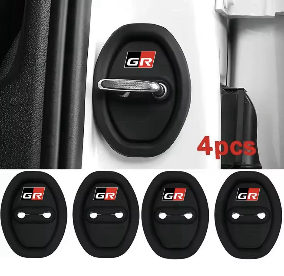 Toyota GR Sport Black Silicone Door Lock Protector Covers Yaris Corolla 4pcs