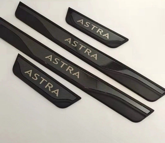 Vauxhall Astra Stainless Steel Carbon Door Sill Protectors Scuff Plates 4pcs
