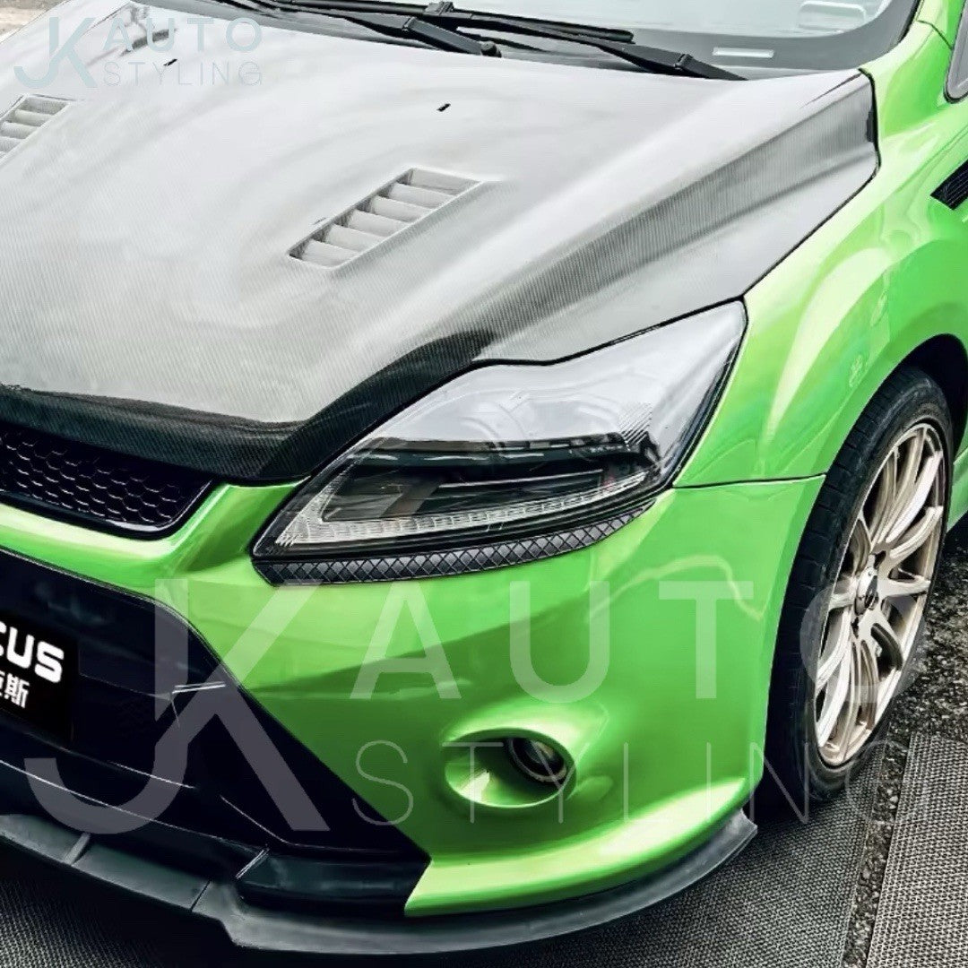 Ford Focus MK2 MK2.5 2009-2011 Matte Black Headlight Bumper Eyelids Eyebrows 2pc