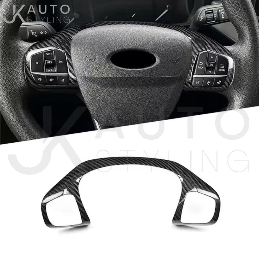 Real Carbon Fibre Top Steering Wheel Trim Cover For Ford Fiesta ST MK8 2018-2023