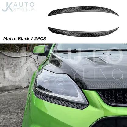 Ford Focus MK2 MK2.5 2009-2011 Matte Black Headlight Bumper Eyelids Eyebrows 2pc