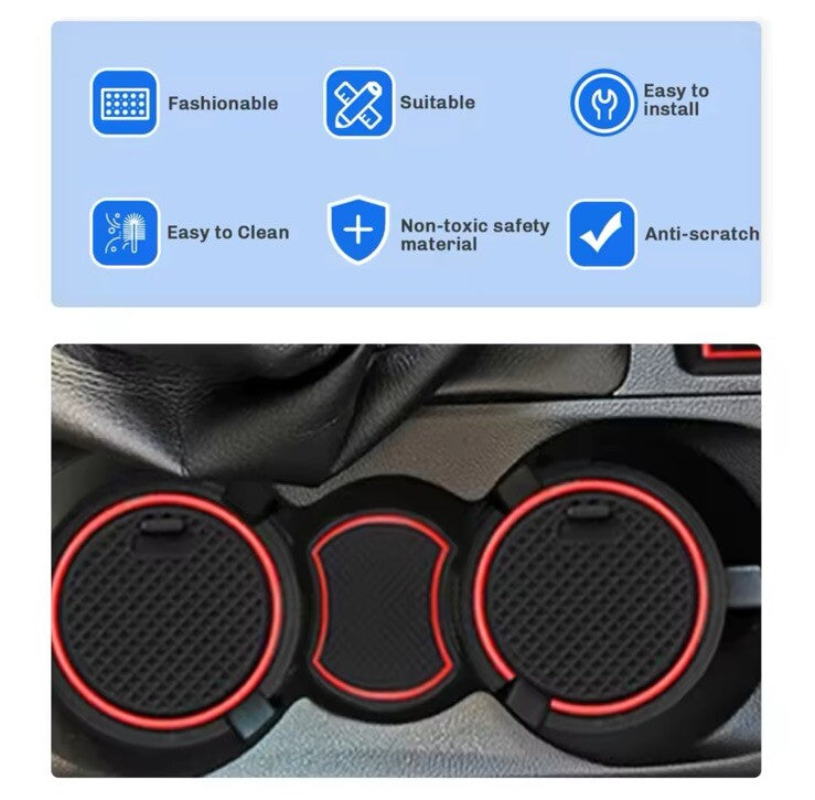 Ford Fiesta MK8 2018-2022 Interior Trim Anti Slip Rubber Mats Black Blue 14pcs