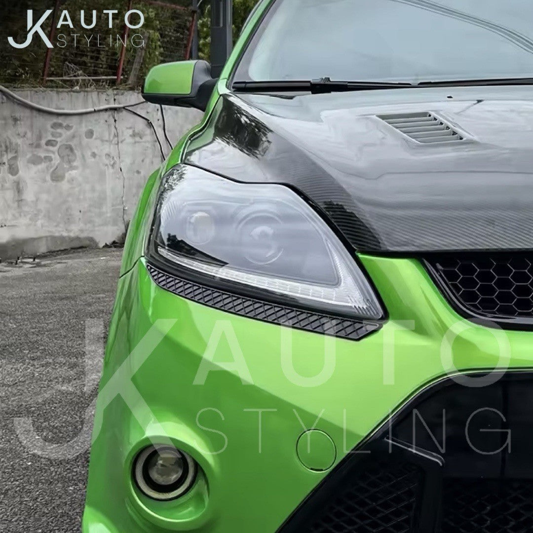 Ford Focus MK2 MK2.5 2009-2011 Matte Black Headlight Bumper Eyelids Eyebrows 2pc