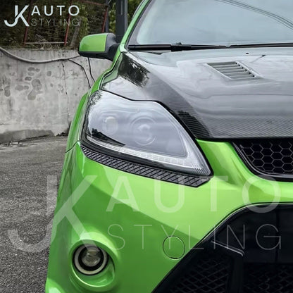Ford Focus MK2 MK2.5 2009-2011 Matte Black Headlight Bumper Eyelids Eyebrows 2pc