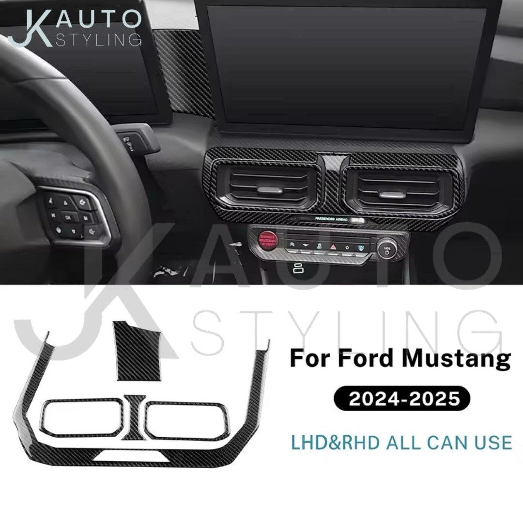 Ford Mustang 2024 2025 Carbon Fibre Central Dash Air Vent Surround - 2 Screen