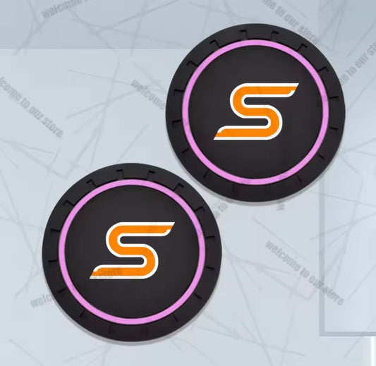 Ford Fiesta Focus Zetec S Anti-Slip Drink Coaster Mat Black Orange Pink 2pcs