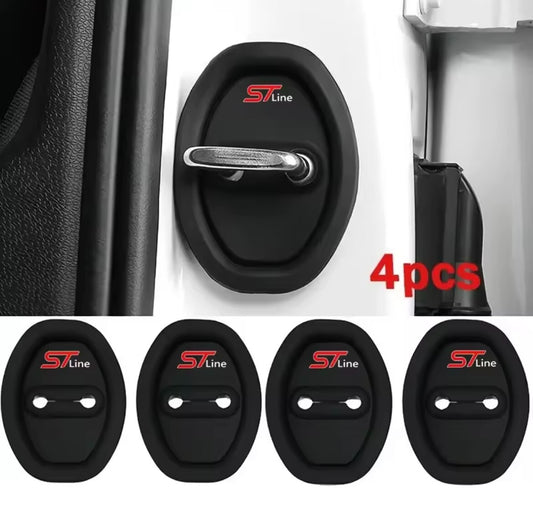 Ford ST Line Black Silicone Door Lock Protector Covers For Ford Fiesta Focus 4pc