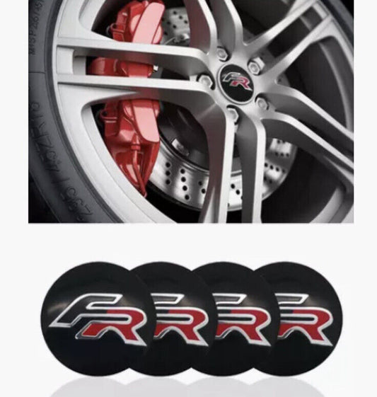 Seat FR 56mm Wheel Centre Cap Overlay Cover 4pcs Black & Red For Seat Ibiza Leon