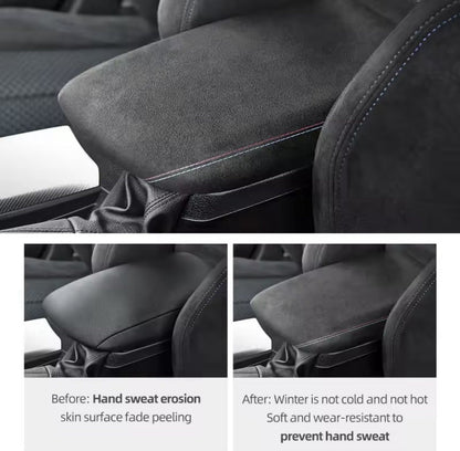 BMW 1 Series F20 F21 2011-2019 Alcantara Armrest Cover With Red Blue Print RHD