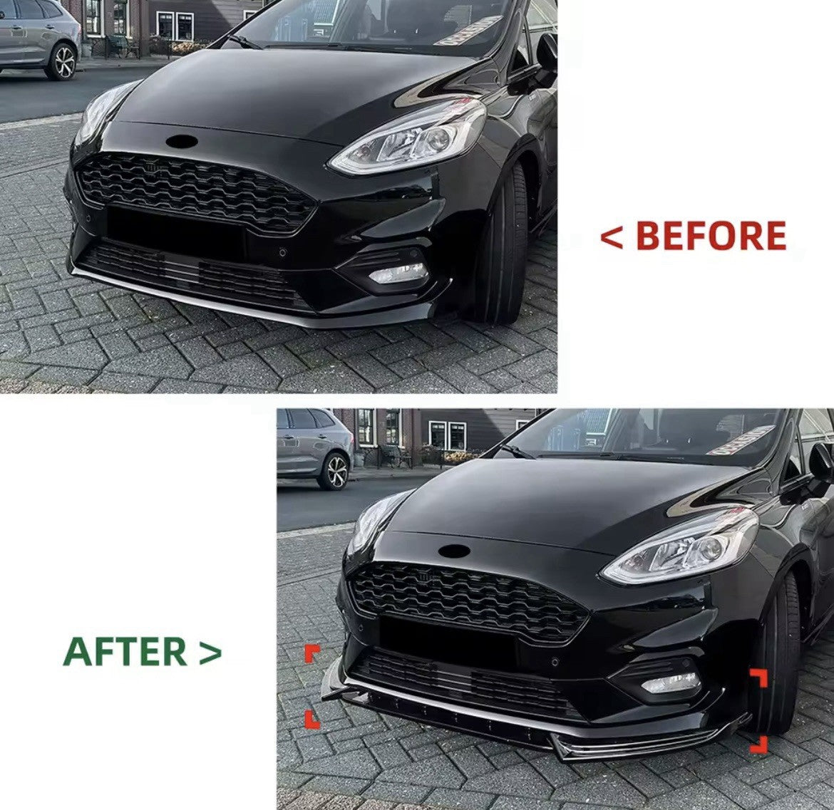 Ford Fiesta ST Line MK8 2018-2021 Front Splitter Gloss Black Bumper Lip Aero Kit