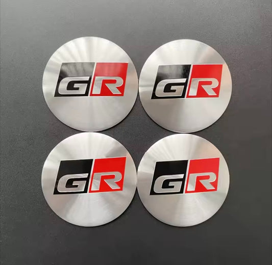 Toyota GR Sport Wheel Centre Cap Overlay Covers 56mm 4pcs Silver Hub Caps