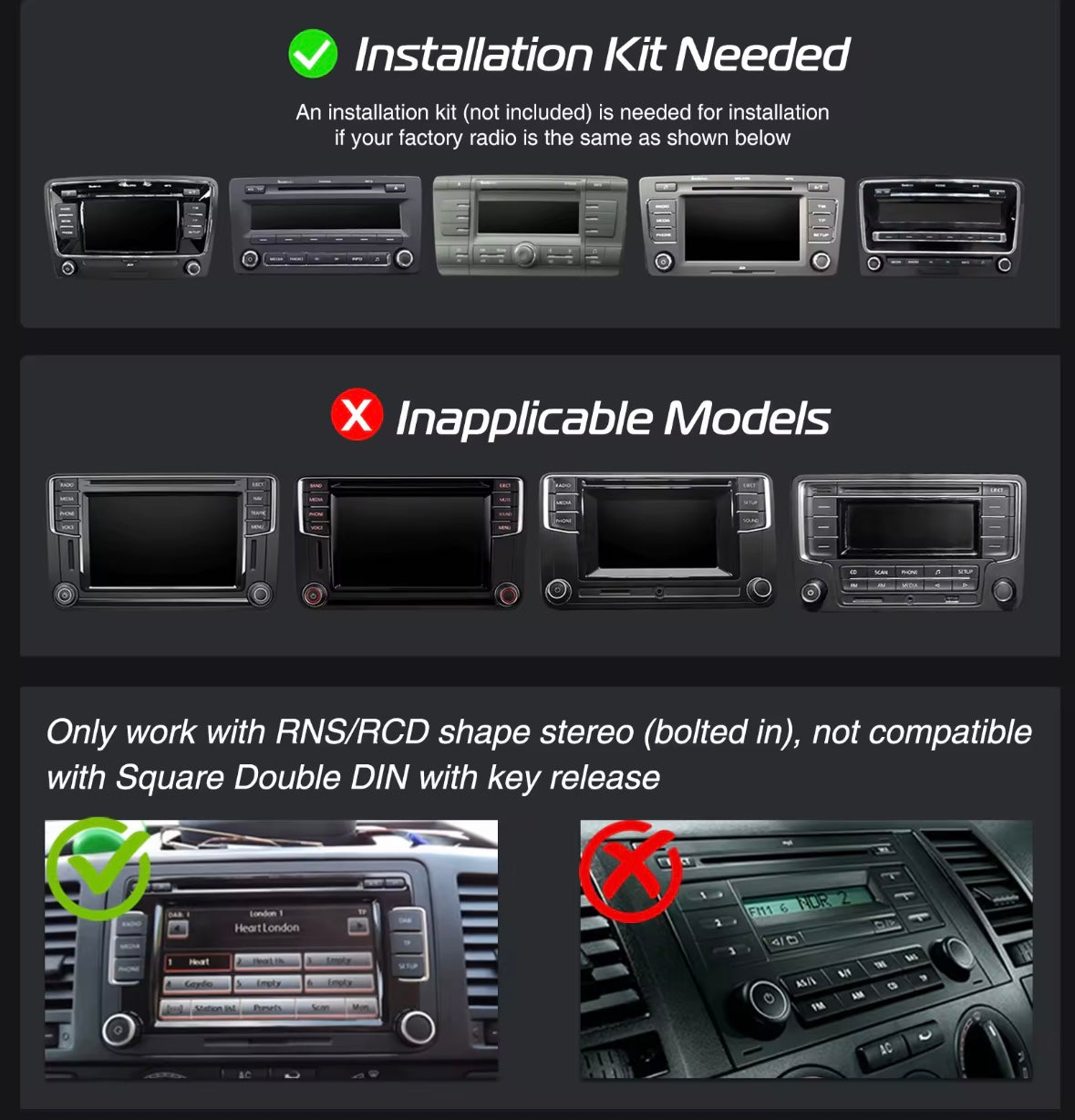 7" Touchscreen Unit With Apple Carplay & Android Auto For Volkswagen, Skoda, Seat