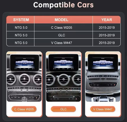 10.25" NTG5.0 Screen Upgrade With Carplay Android Auto For Mercedes A C CLA GLA GLC V Class W205 W176 W447 2015-2018
