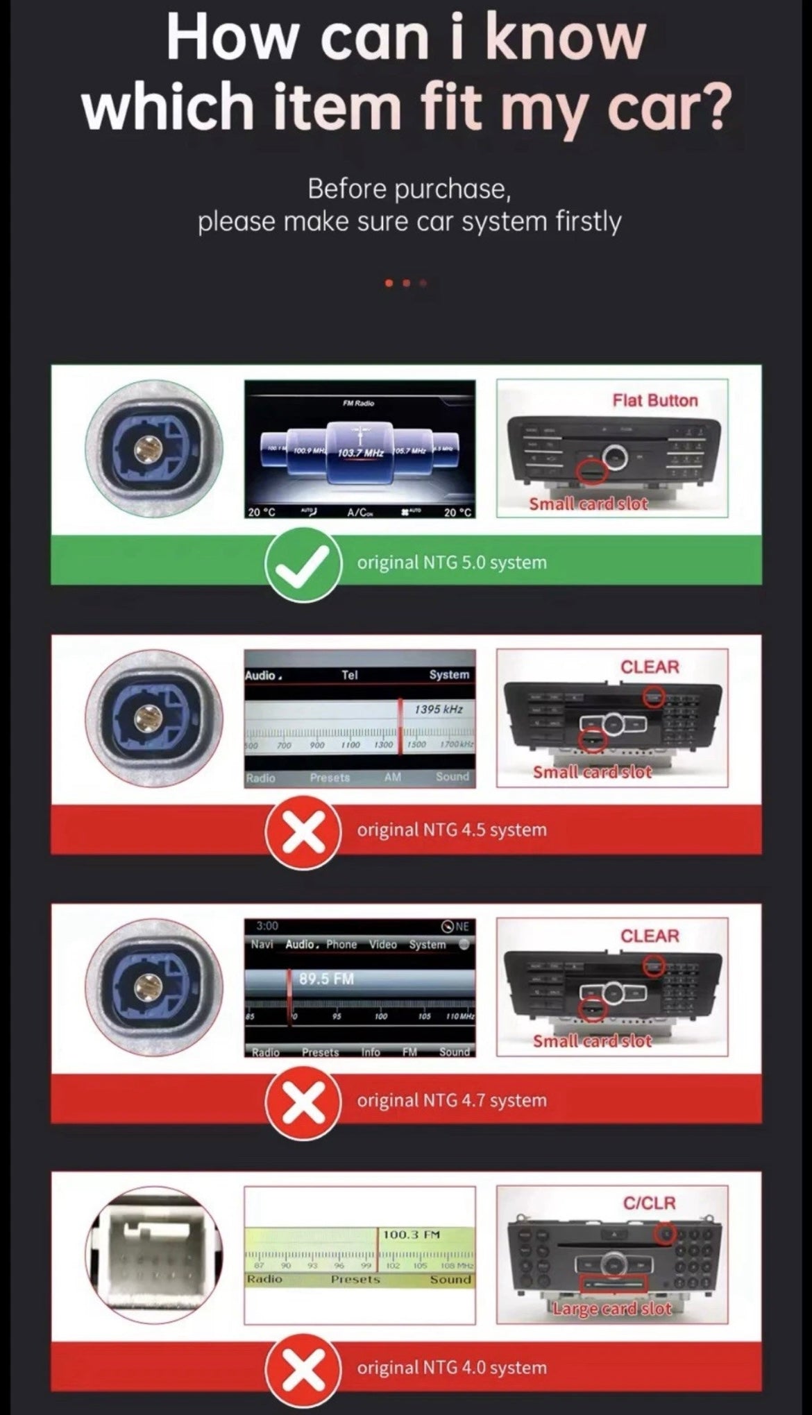 10.25" NTG5.0 Screen Upgrade With Carplay Android Auto For Mercedes A C CLA GLA GLC V Class W205 W176 W447 2015-2018