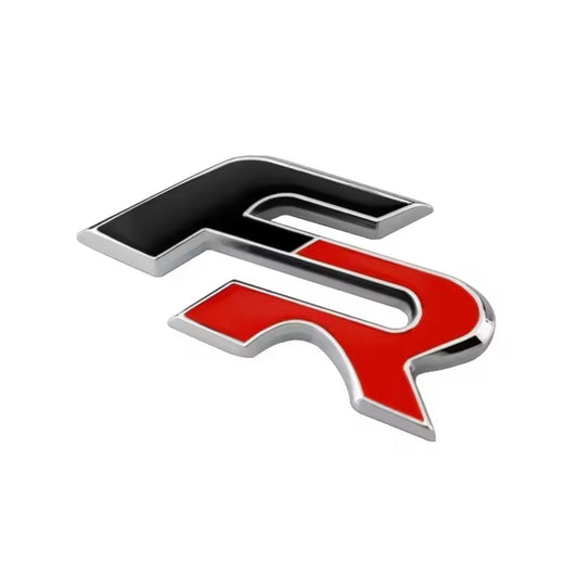 Seat FR Metal Body Panel Badge Black & Red