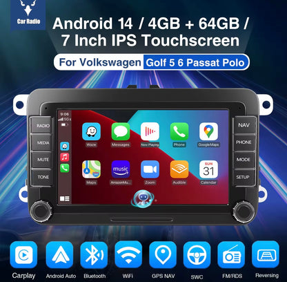 7" Touchscreen Unit With Apple Carplay & Android Auto For Volkswagen, Skoda, Seat