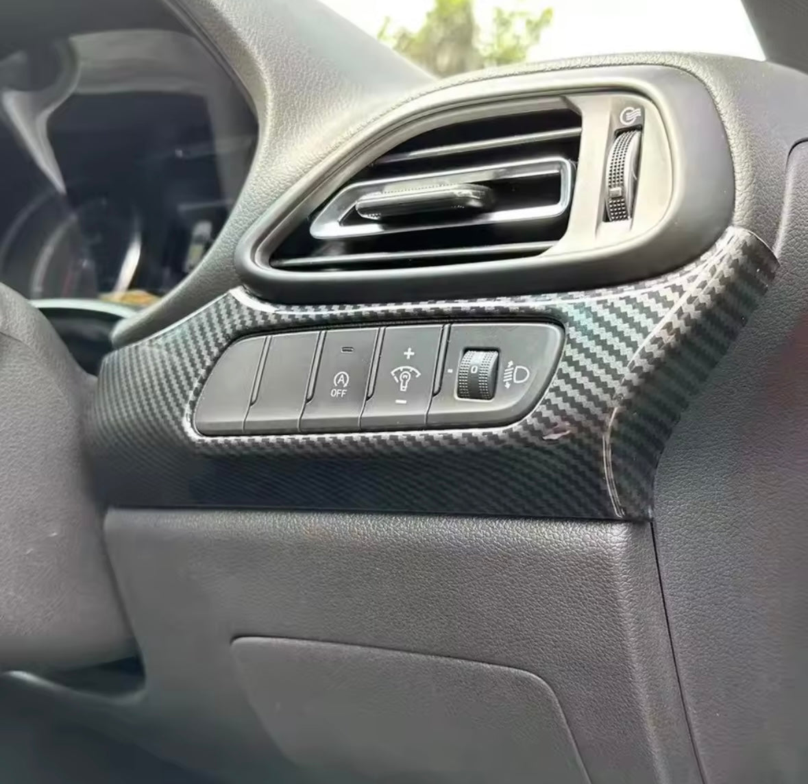 Carbon Fibre Effect Small Dashboard Trim Overlay For Hyundai I30 N MK3 2018-2023
