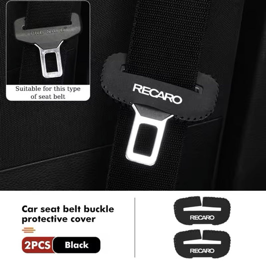 Recaro Seatbelt Buckle Cover Protector Anti-Scratch Black Easy Fit 2pcs