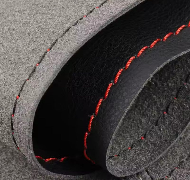 Peugeot 208 2008 2014-2018 Black Red Leather Steering Wheel Cover Self Stitch