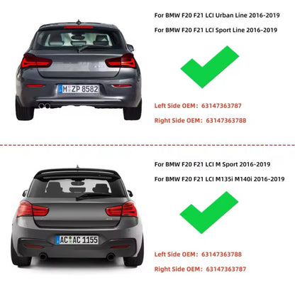 BMW 1 Series F20 F21 LCI M Sport Gloss Black Honeycomb Rear Reflector Inserts