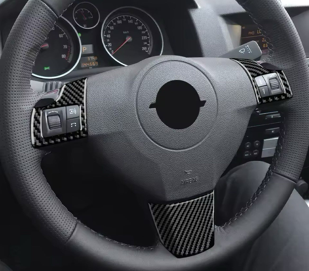 Vauxhall Astra H MK5 2004-2010 Carbon Fibre Steering Wheel Trim Cover 3pcs