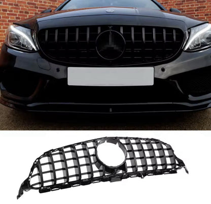 GT Style Front Grille For Mercedes C Class W205 C205 2014-2018 Gloss Black