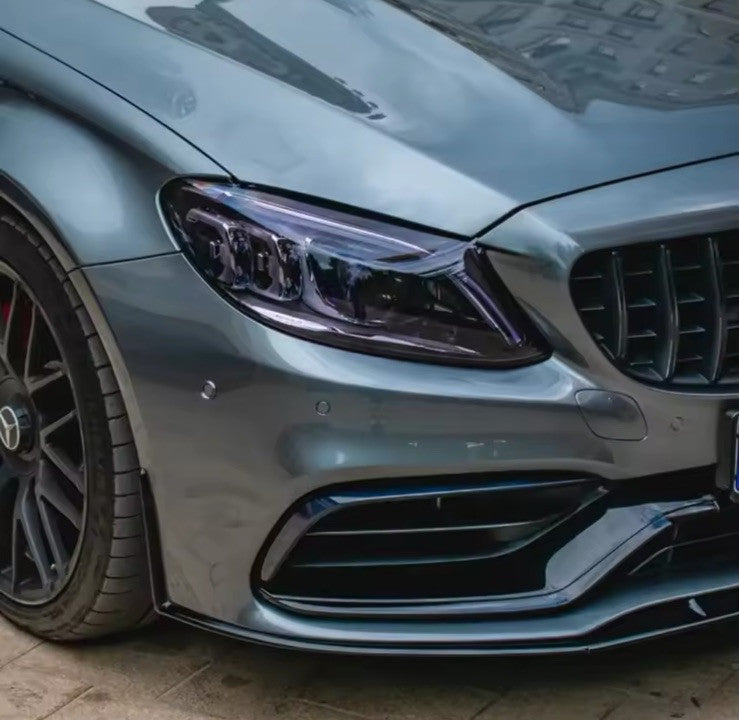 Mercedes C Class W205 C205 C63 AMG 2018-2022 Gloss Black Front Splitter Kit Lip