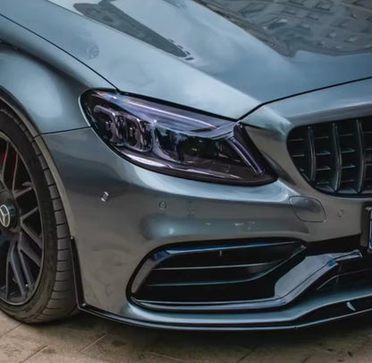 Mercedes C Class W205 C205 C63 AMG 2018-2022 Gloss Black Front Splitter Kit Lip