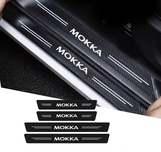Vauxhall Mokka Carbon Fibre Effect Adhesive Door Sill Overlay Strips Vinyl 4pcs