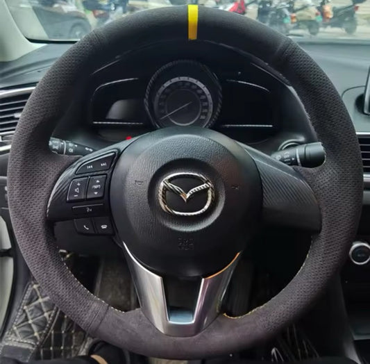 Mazda 3 Axela Mazda 6 Atenza Mazda 2 CX3 CX5 Suede Steering Wheel Cover Yellow