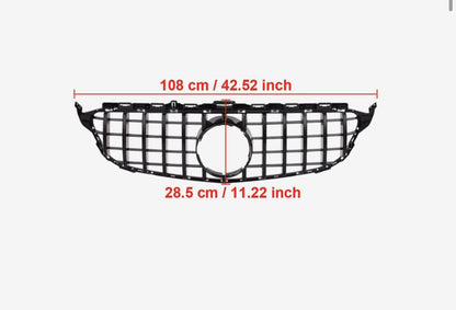 GT Style Front Grille For Mercedes C Class W205 C205 2014-2018 Gloss Black