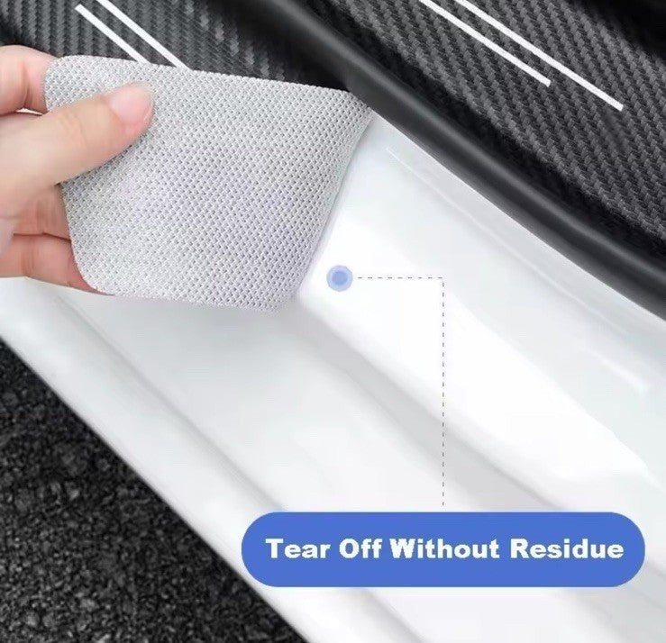 BYD Carbon Fibre Effect Adhesive Door Sill Overlay Strips Protectors Vinyl 4pcs