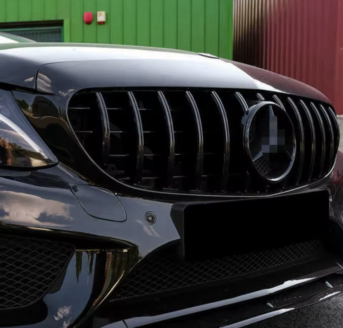 GT Style Front Grille For Mercedes C Class W205 C205 2014-2018 Gloss Black