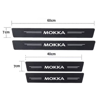 Vauxhall Mokka Carbon Fibre Effect Adhesive Door Sill Overlay Strips Vinyl 4pcs