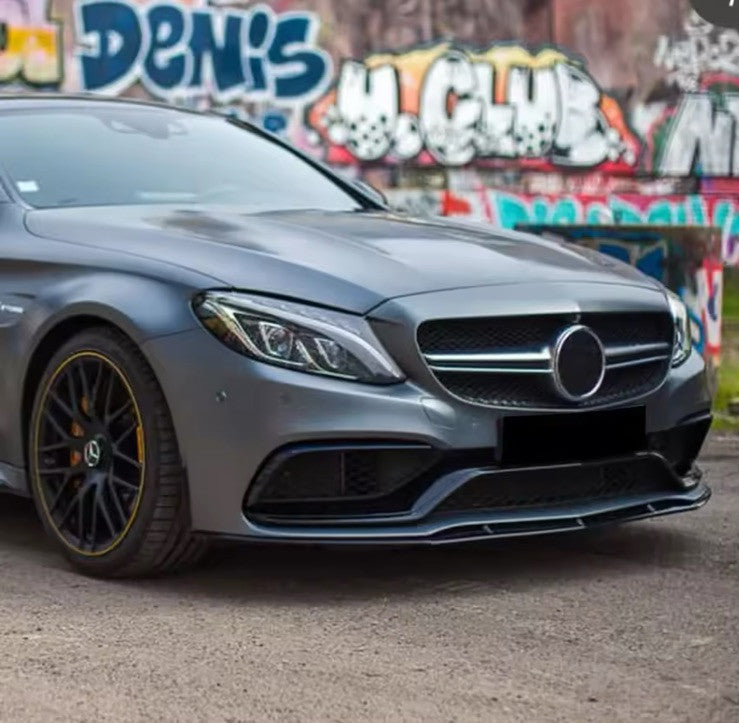Mercedes C Class W205 C205 C63 AMG 2018-2022 Gloss Black Front Splitter Kit Lip