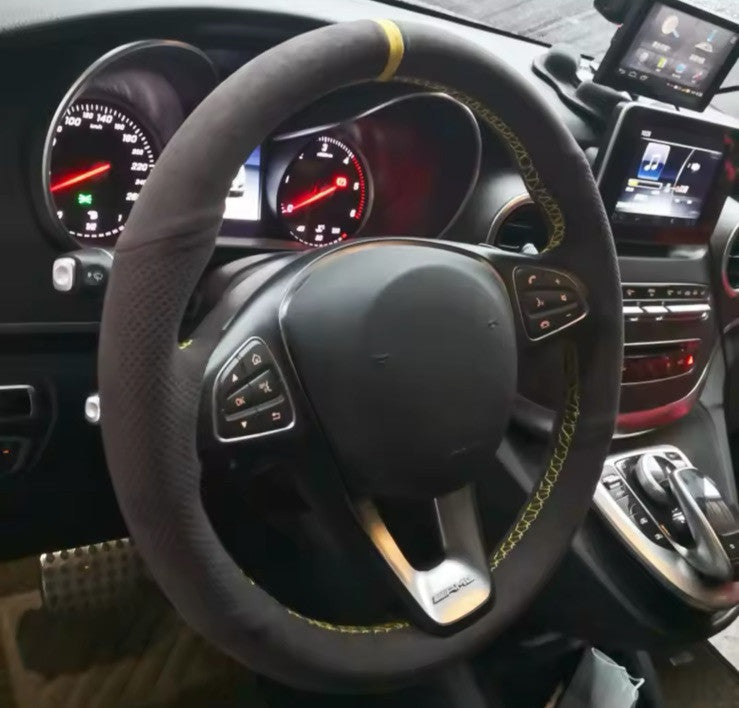 Mercedes C200L E63 E300 E320 GLK GLC260 GLA Suede Steering Wheel Cover Yellow