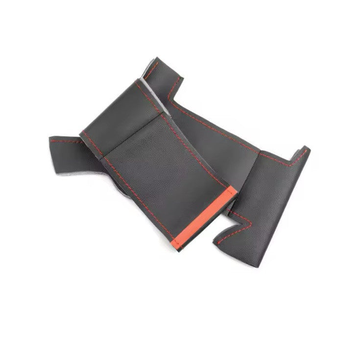 Peugeot 208 2008 2014-2018 Black Red Leather Steering Wheel Cover Self Stitch